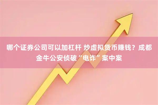 哪个证券公司可以加杠杆 炒虚拟货币赚钱？成都金牛公安侦破“电诈”案中案