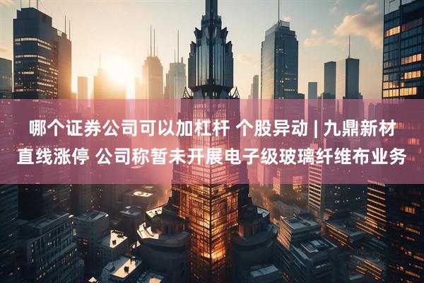 哪个证券公司可以加杠杆 个股异动 | 九鼎新材直线涨停 公司称暂未开展电子级玻璃纤维布业务